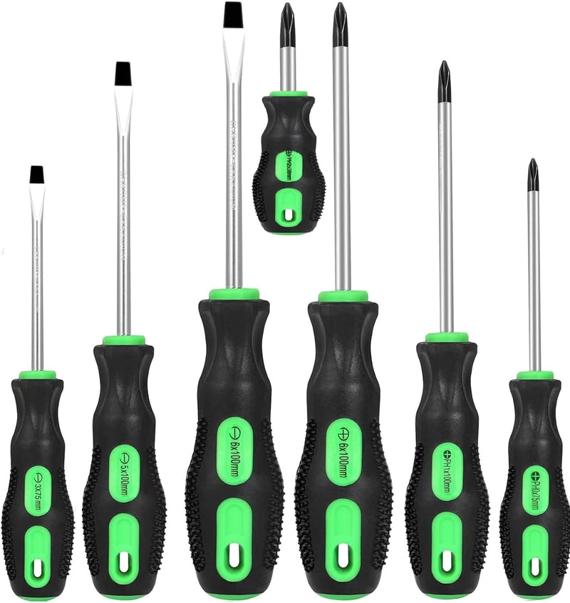7-Piece Magnetic Screwdrivers Set, 4 Phillips and 3 Flat, Professional Cushion Grip Screwdriver Set 7PCS SCREWDRIVER