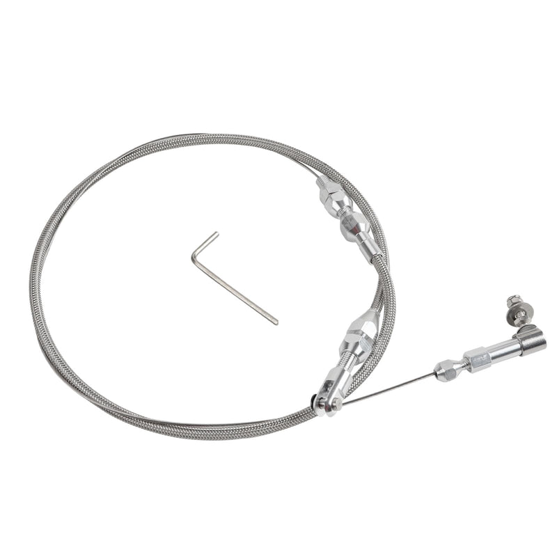24"" Hi-Tech Universal Throttle Cable Kit Braided Stainless Steel with Aluminum Fittings Ferrules, Replacement Accelerator Cable 24 inch Long Cut To Fit