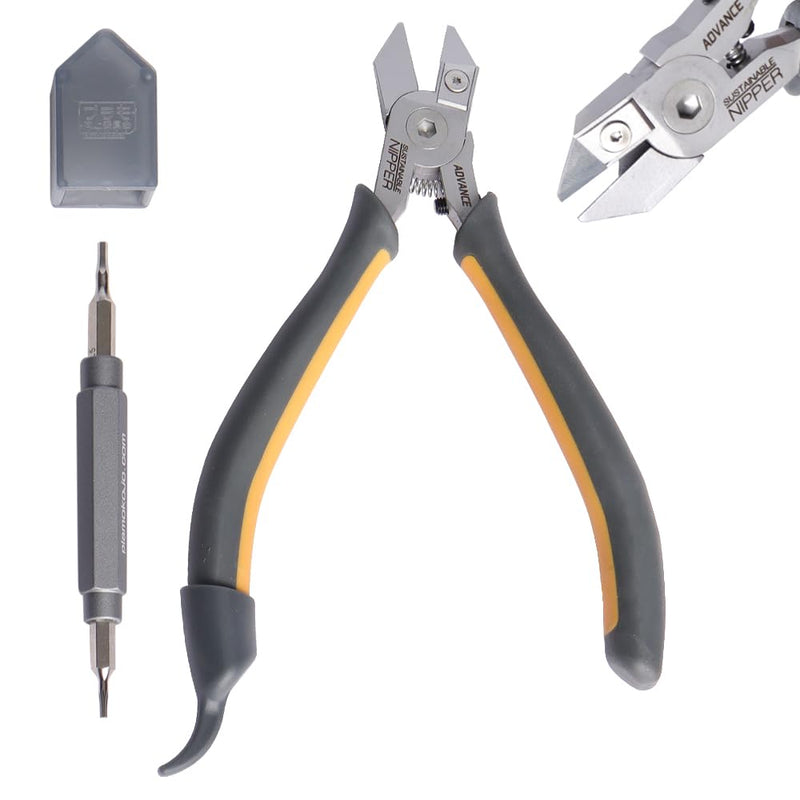 Model Nippers - Model Tools for Plastic Runner, Ultra-thin Single-edged Non-slip Grip,5.1 Inch Sharp Cutters for Model Building and Reusable (Replaceable Blades), PMKJ025 Model Nipper