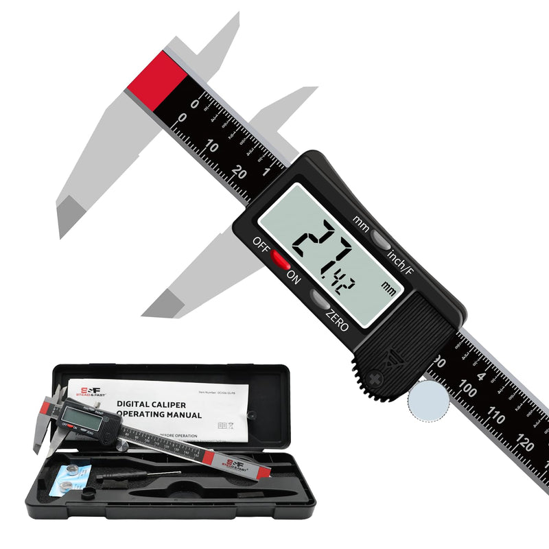 Digital Caliper, Caliper Measuring Tool 6 inch, Micrometer Caliper Digital, Stainless Steel Calipers to Measure Inch Fractions Millimeter with Auto-Off by S&F STEAD & FAST