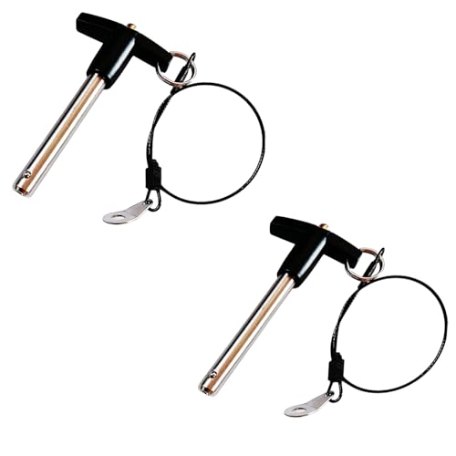 Stainless Steel 304 T Handle Lock Pins Push-Button Quick Release Pin, Pin Dia 1/4in(6.4MM). Clamping Length 40mm(1.57in) with Lanyard Cable (2pcs) 2