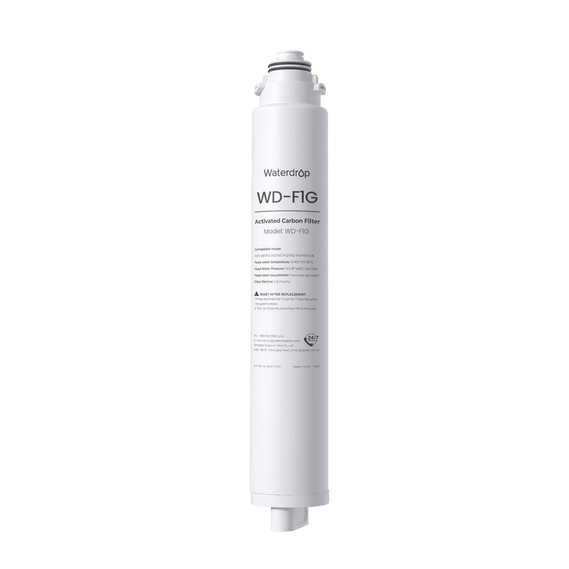 Waterdrop F1G Filter, Replacement for X8 & X8-PRO & X12-WCS & X12-Plus Reverse Osmosis System, [ NO Minerals Added ], 12-month Lifetime