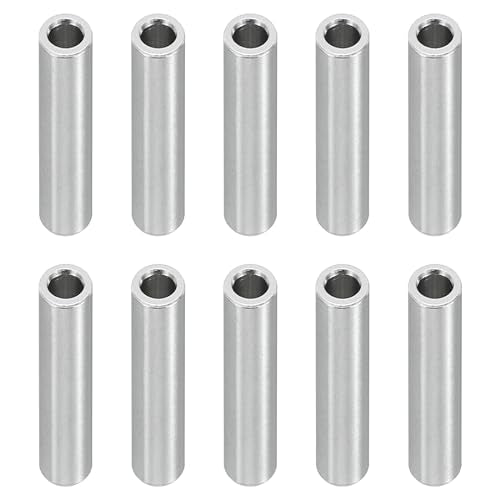PATIKIL M5 Aluminum Spacers, 10 Pcs Metal Spacer Aluminum 5.2mm ID x 8mm OD x 30mm L Aluminum Spacer Screw Standoff Round for 1/5inch or M5 Screw Bolts 5.2x8x30 mm(ID*OD*L)