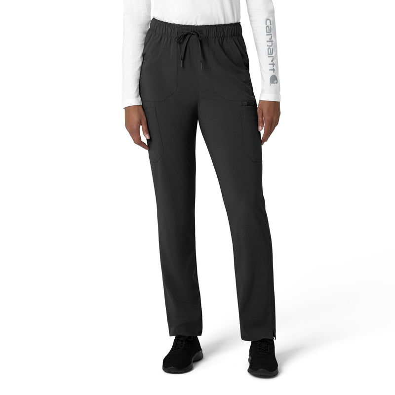 Carhartt Scrubs for Women Force Cross-Flex Straight-Leg Cargo Pants with Drawstring and 7 Pockets Medium Black