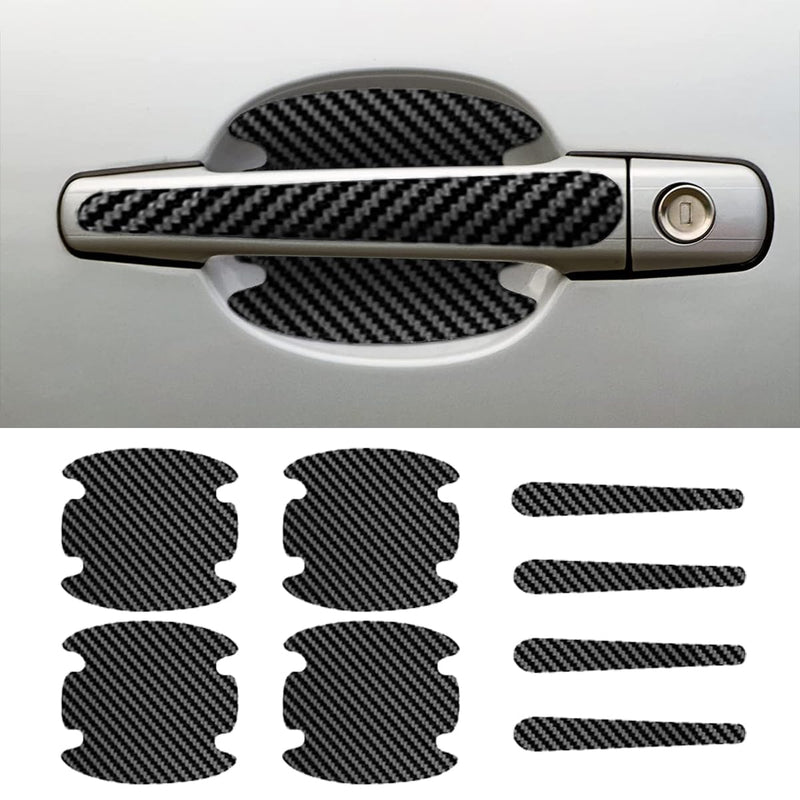 8PCS Car Door Handle Scratch Protectors, Carbon Fiber Car Door Handle Bowl Sticker, Universal Auto Doors Handles Paint Guard Cover, Doors Handles Cup Protective Film for Cars (Black) Black-8PCS