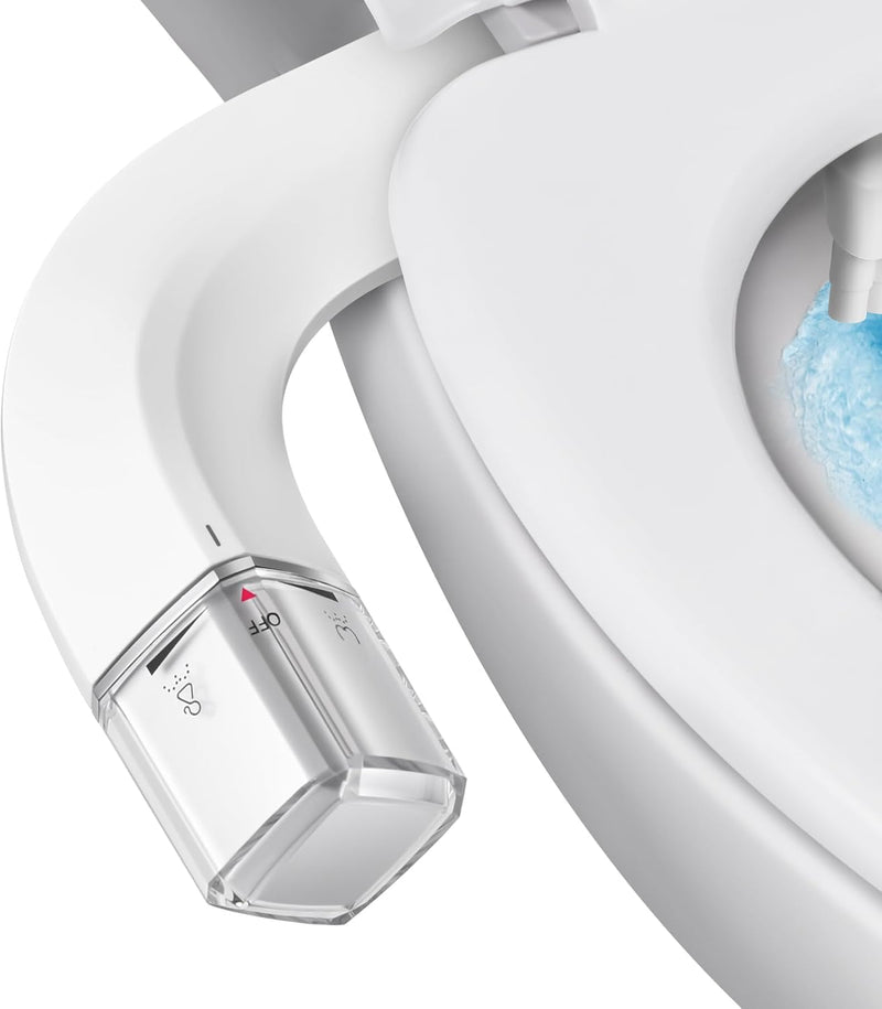 Ultra-Slim Bidet Dual Mode Bidet Attachment for Toilet, Bidet Toilet Seat Attachment with Pressure Controls(Feminine/Posterior Wash),Easy to install Design Non-Electric Bidet Cold White Bidet
