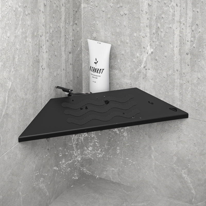 10'' Corner Foot Rest for Shaving Legs, Wall Mounted Foot Ledge for Bathroom Inside Shower, 304 Stainless Steel Footrest with Shaving Holder (Black) Black