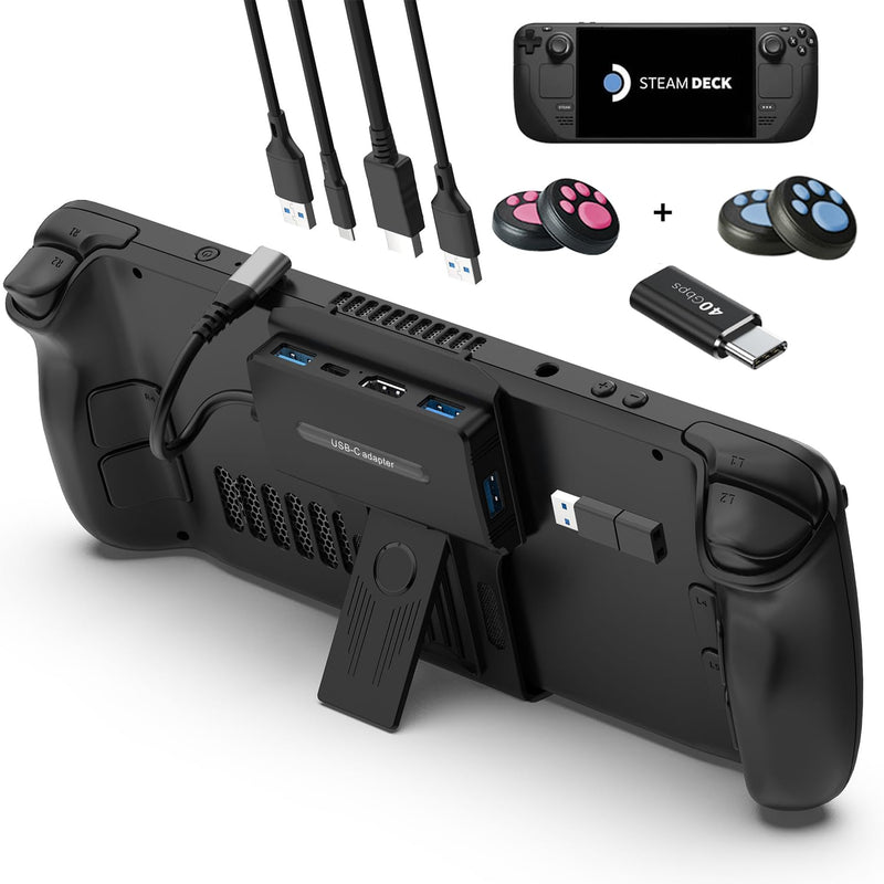 Portable Steam Deck Dock 5-in-1 USB C Hub Docking Station with 3*USB A 4K@60H USB C PD 100W Max Steam Deck Stand Base Accessories