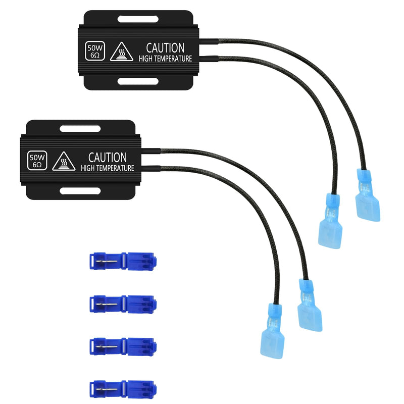 2PCS Led Resistor Car Load Resistors 50W 6ohm Load Resistors - Fix LED Bulb Fast Hyper Flash Turn Signal Blink Error Code(Resistor gets very hot during working)