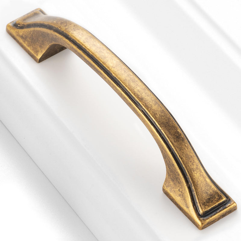 10 Pack Antique Brass Cabinet Pulls 3 Inch Vintage Brass Cabinet Handles Antique Brass Hardware for Kitchen Cabinets 8222 Drawers Bedroom Dresser Bathroom Vanity Cupboard 3 Inches 10 Pack Arch Pull