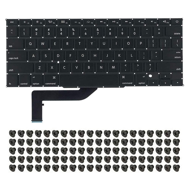 New US Keyboard with Flex Cable + Screw Kit Replacement for MacBook Pro Retina 15" A1398 (Mid 2012- Mid 2015) 661-8311 661-02536 Keyboard US Layout