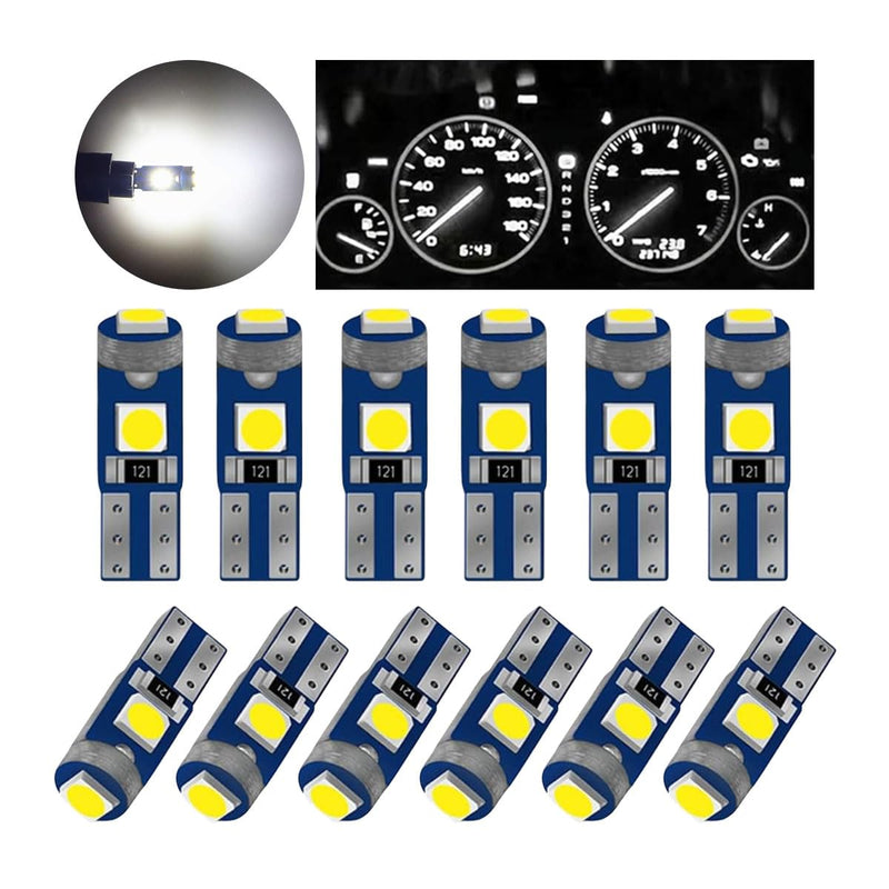T5 LED Bulbs, 74 73 37 2721 LED Bulb 12 Volt Replacement, Bright Canbus Error Free, Compatible with Auto Car Gauge Cluster Dashboard Light Lamp Instrument Panel Indicator (White) White