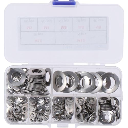  [AUSTRALIA] - 295Pcs Metric M3 M4 M5 M6 M8 M10 M12 Spring Wave Washer Assortment Kit, 304 Stainless Steel Curved Washers Kit