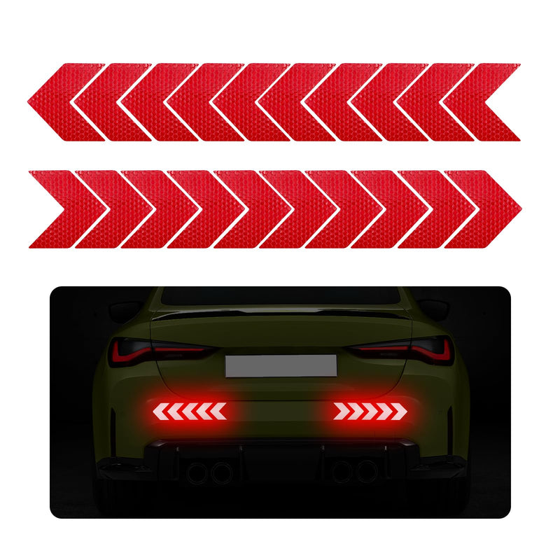20 PCS Car Arrow Reflective Stickers, Waterproof Safety Warning Sign Reflective Decal, High Night Visibility Reflector Tape for Auto Trunk Rear Bumper Body, Car Accessories (Red) Red