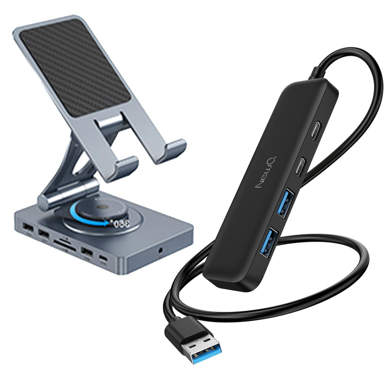 Versatile USB C Hub and Small USB HUB with 2ft Cable