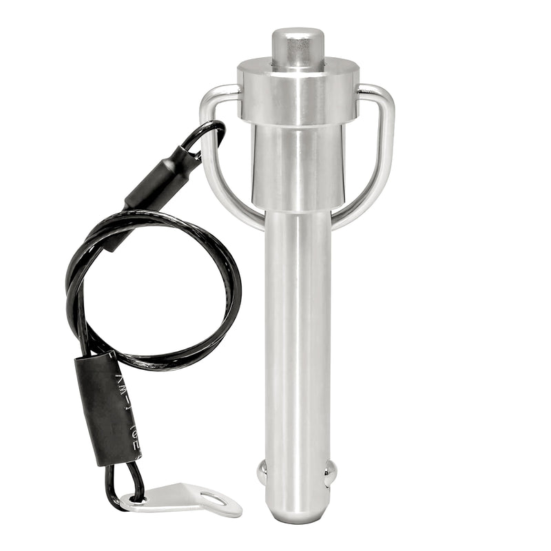 1 Pc Stainless Steel Ring Handle Locking Pin Ball Lock pins Quick Release pin with Button Locating pins Safety pins Dowels w/ Reinforced Lanyard (Dia.:1/2, 3in) Dia.:1/2