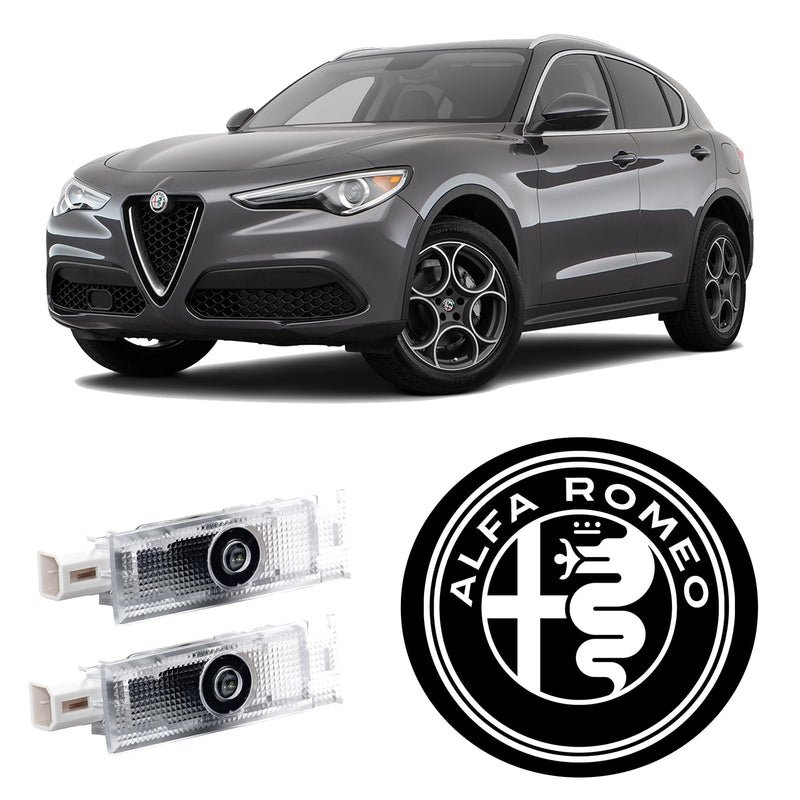 Never Fade Alfa Romeo Door Light Logo, Projection Ghost Shadow Welcome Puddle Light Compatible with Stelvio Mito Giulietta Giulia 147 159 Accessories (White) White