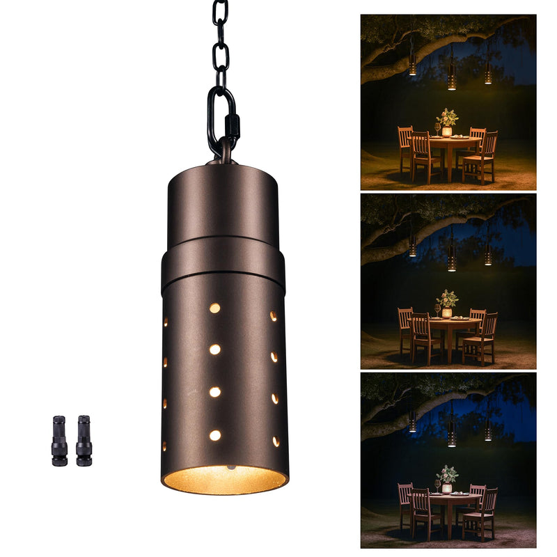 Low Voltage 3CCT Hanging Light, 3000K/4000K/5000K Selectable Outdoor 12V LED Pendant Light, IP65 WaterproofORB Aluminum for Gazebo Tree Porch Landscape Lighting 1 Pack
