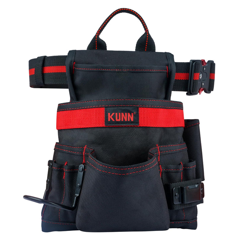 KUNN 10-Pocket Carpenter Tool Pouch,Adjustable 2-Inch Belt Heavy Duty Construction,Hammer Holder and Tape Measure Clip Style A