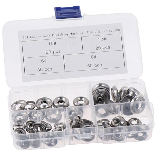 FEIYING 120Pcs Countersunk Washers Finishing Cup Countersunk Washer Assortment Kit, #6#8#10#12 304 Stainless Steel Finish Washers