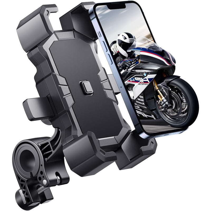 Bike Phone Holder Handlebar,Motorcycle Phone Mount,ATV Cell Phone Clamp,Scooter Phone Clip for iPhone 15 Pro Max14 13 12plus, Samsung S24Ultra S23 and More 4.7" to 7.0" inch Phone