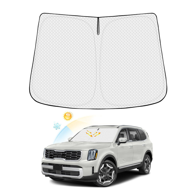 Windshield Sun Shade for 2020-2024 2025 Kia Telluride Accessories Thicken 6-Layer Front Window Sunshade Cover Sun Visor Protector Foldable Block UV Rays Keep Vehicle Cool Kia Telluride 2020-Present