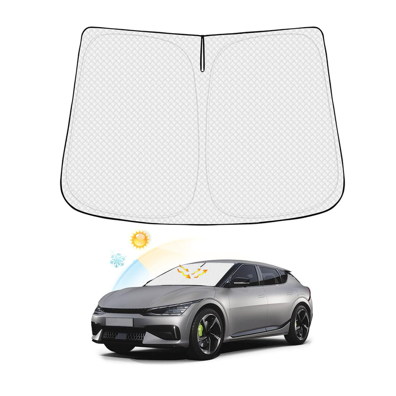 Windshield Sun Shade for 2022-2025 2026 Kia EV6 Accessories Thicken 6-Layer Front Window Sunshade Cover Sun Visor Protector Foldable Block UV Rays Keep Vehicle Cool Kia EV6 2022-Present