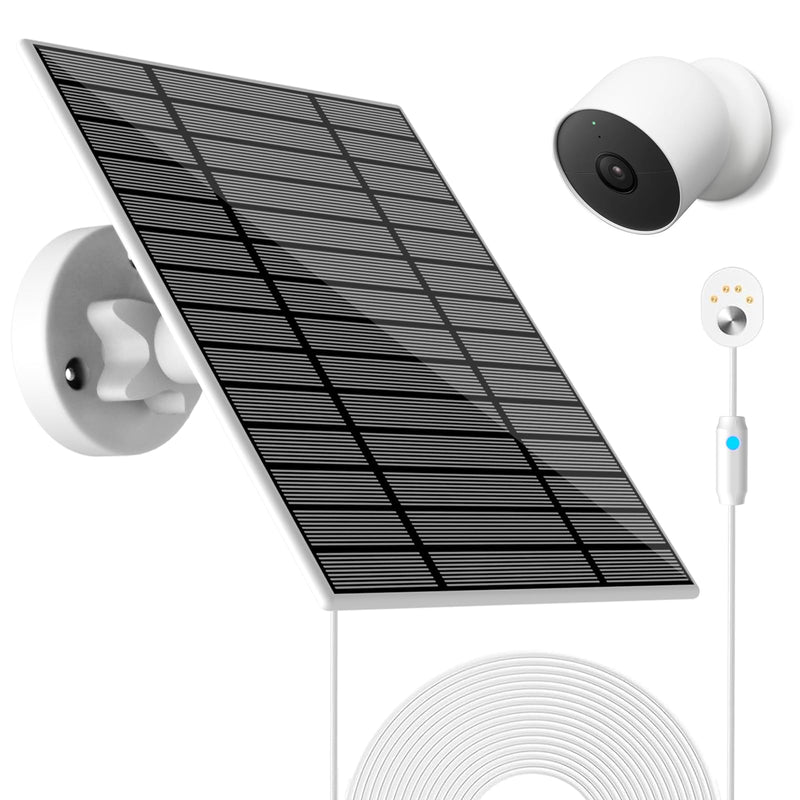 6W Solar Panel Compatible with Google Nest Camera Outdoor & Indoor (Battery Version), Solar Power Charger for Google Nest Cam with Indicator Light,13ft Cable IP66 Weatherproof Solar Panel solar panel-1