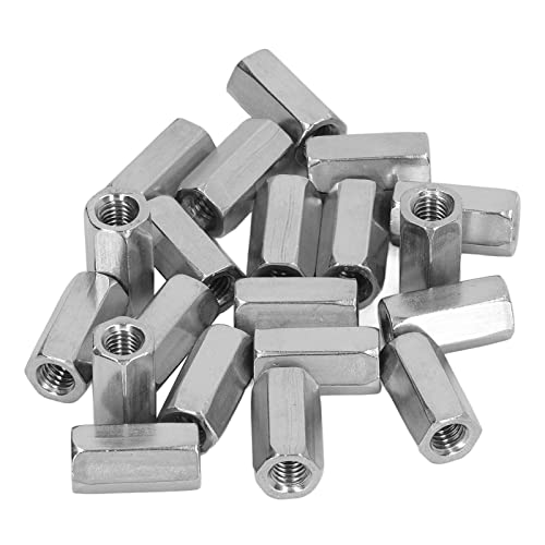 20Pcs Hex Coupling Nuts 304 Stainless Steel, M6x1.0 Threaded Connector