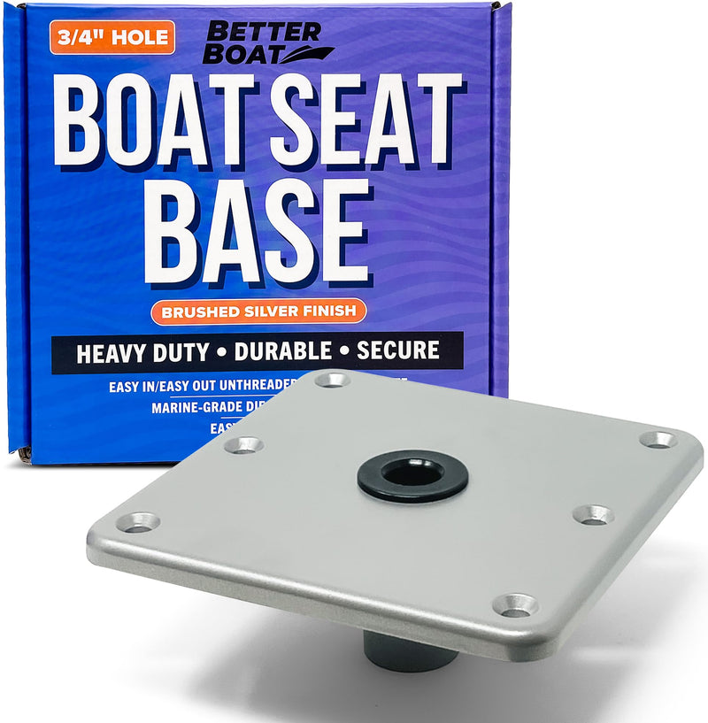 Boat Seat Pedestal Base Plate, 7" x 7", Aluminum Seat Mount for Jon or Fishing Boats, Compatible with Threaded and Unthreaded Posts, Swivel Boat Chair Base 7" x 7"