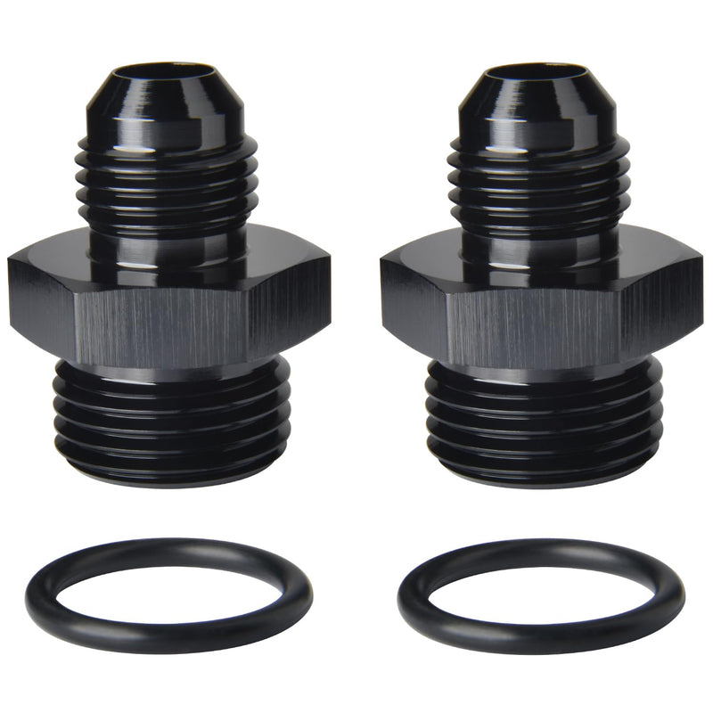 6AN Male Flare to 8AN ORB O-ring Boss Fuel Pump Rail Adapter Fitting Aluminum Black, Pack of 2 6AN to 8AN ORB Black - 2PCS