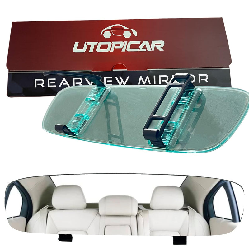 Universal Car Rear View Mirror - Clip on Wide Angle & Panoramic - Easy Mount Curved Blind Spot Mirror - Extended RearView for Car, Truck & Jeep RRVW3339