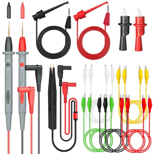Electrical Multimeter Test Leads Set with Alligator Clips Crocodile Alligator Clips Electrical Test Hook Test Probes Lead Professional Kit for Electric Circuit Connection, DIY School Experiments Test Kit-4