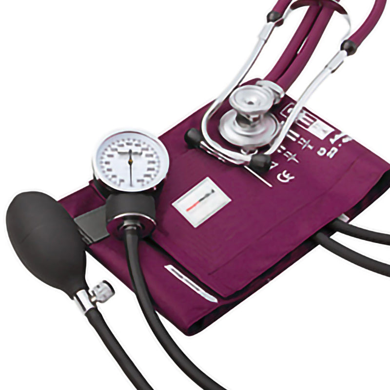 McKesson Premium Aneroid Sphygmomanometer and Stethoscope Combo Kit - Blood Pressure Gauge/Cuff, Sprague Rappaport Stethoscope, Magenta - Size 11, 23-40 cm, 22 in Tube, 1 Count (1 ct)