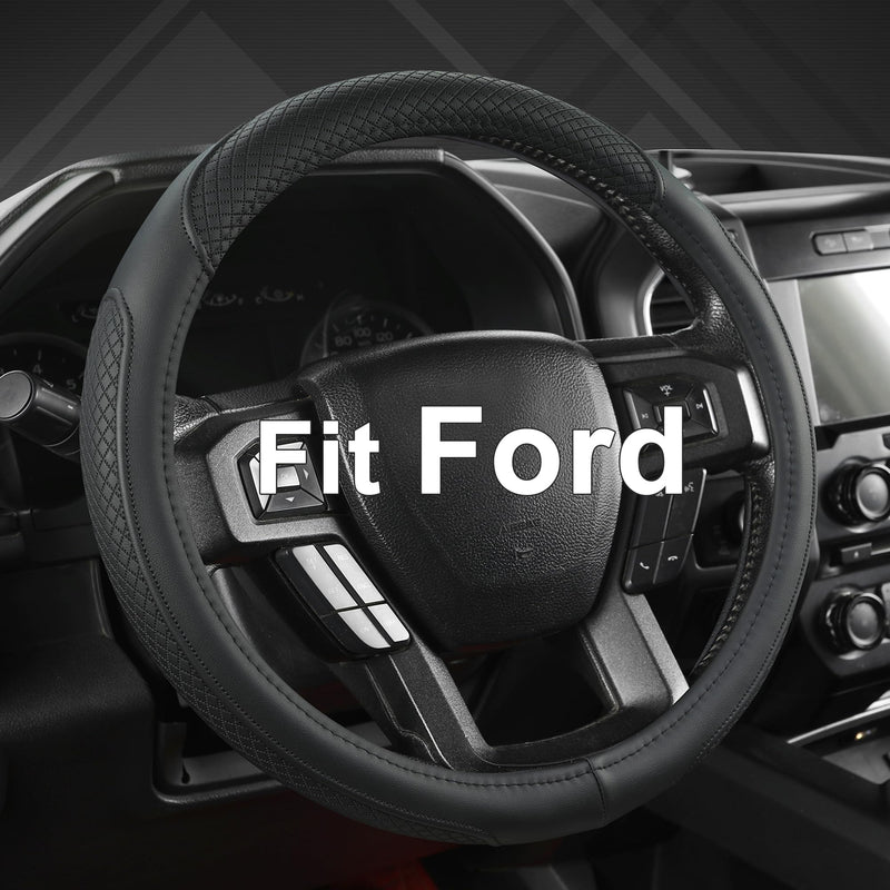 West Llama Car Steering Wheel Cover for Ford F-150, F-250, F-350, Expedition (Black-Large Size) Large size (15 ½''-16'') Black
