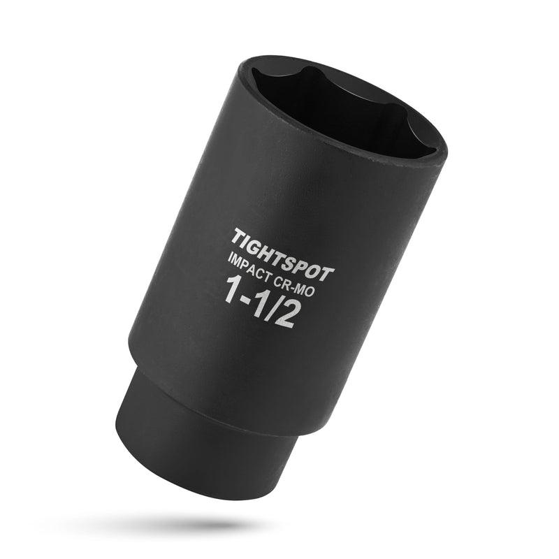 TIGHTSPOT 1/2 Inch Drive - 1 1/2 Inch Deep Impact Socket with Anti-Rounding 6 Point Design, Heat-Treated CRMO Steel 1/2” Drive Deep Socket 1/2” Drive 1 1/2” Deep Impact Socket - 6pt