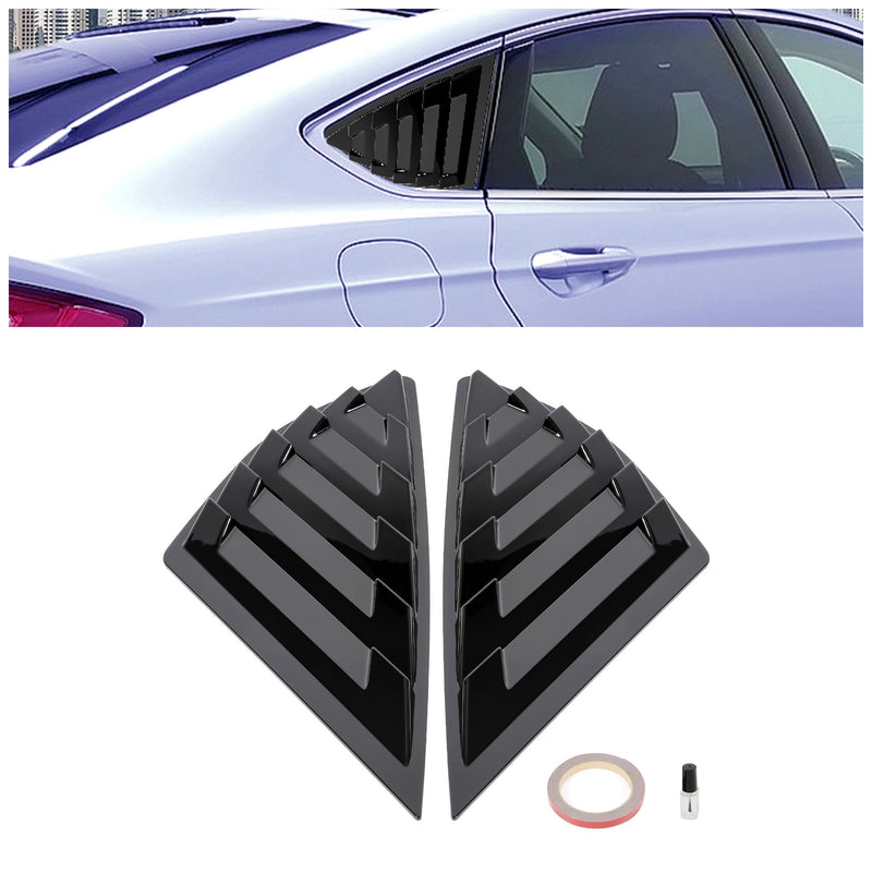 KUAFU Rear Side Window Louver Compatible with 2013-2020 Ford Fusion Mondeo Windshield Sun Shade Cover Air Vent Scoop Shades Cover Blinds Trim ABS Black