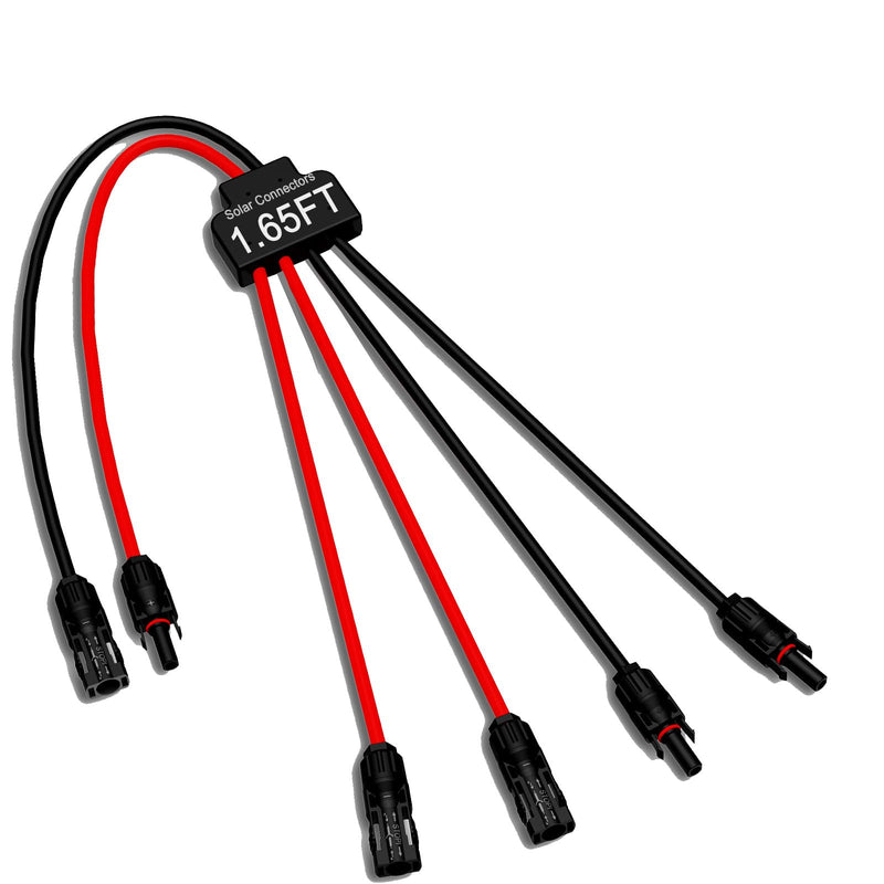 Solar Connectors for 2 Solar Panels,Tool-Free Solar Cable Splitter, IP68 Waterproof Solar Wires Connectors,2to 4 Y Branch Parallel Adapter for PV Cable Parallel 2 Solar Panels 1 PCS