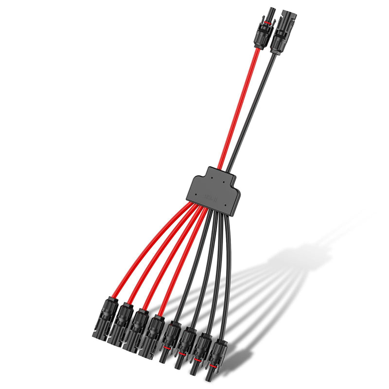 Solar Connectors for 2-3-4-6-8 Solar Panels,Tool-Free Solar Panels Connectors 10awg, Waterproof Solar Panel Splitter, 2 to 8 Y Branch Parallel Adapter for Solar Cable Extension Connect up to 4 Solar Panels-1.65Ft 1 PCS