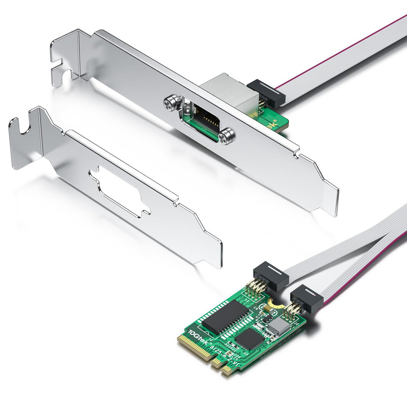 H!Fiber M.2 A+E Key 2.5G Ethernet Network Card, Realtek RTL8125 Controller, 10/100/1000/2500 Mbps Single RJ45 Port, PCIe X1, with 0.18m(0.59ft) Cable, 2.5 Gigabit NIC for Windows/Windows Server/Linux 2.5G(M.2 A+E Key) 1 RJ45