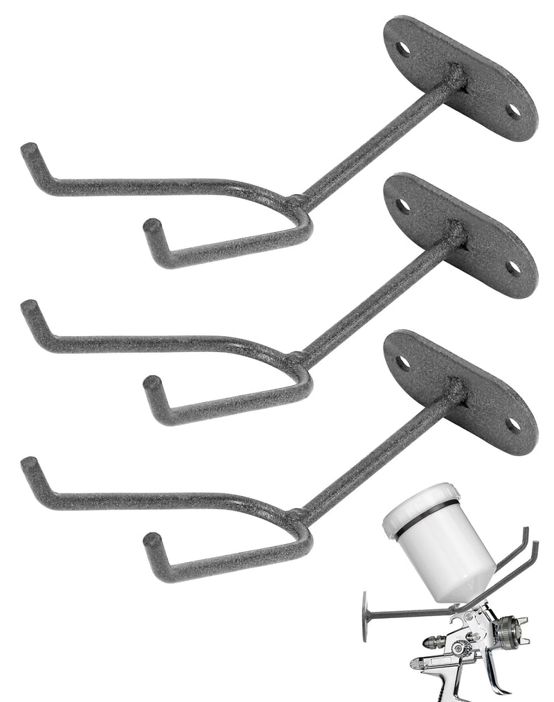 QWORK Heavy Duty Wall Mount Gravity Feed Spray Gun Holder Compatible with Most Paint Spray Guns Ideal for Spray Booths and Workstations 3 Pcs