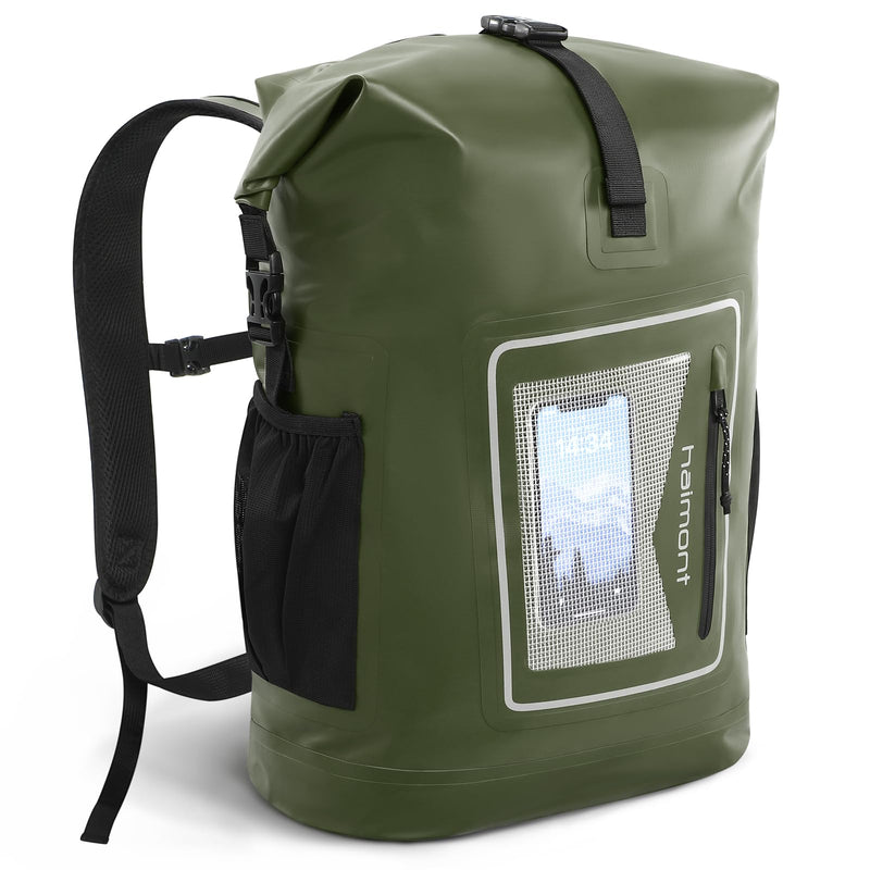 Haimont Waterproof Backpack Dry Bag Floating Roll Top Dry Sack Durable Backpack for Kayaking, Surfing, Rafting, Fishing, 30L Army Green