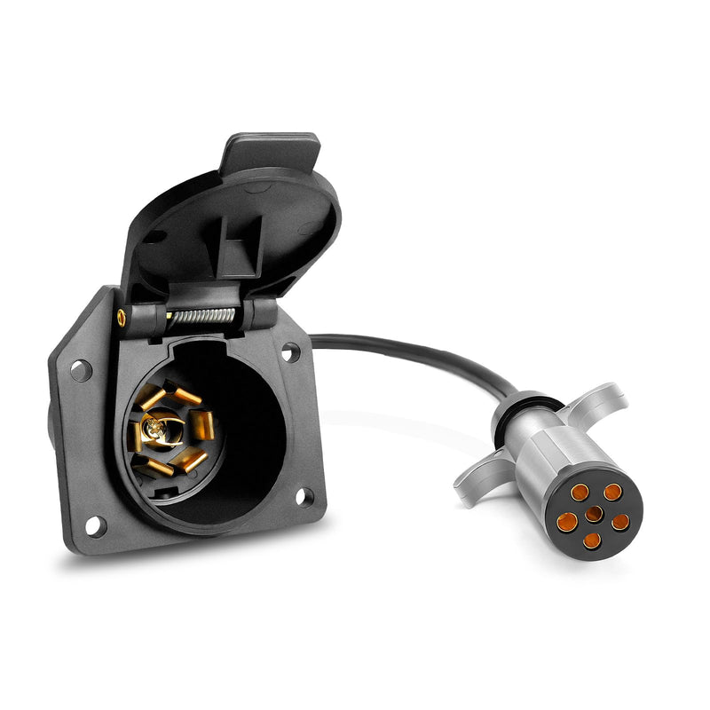 Agrieyes Premium 7 Pin to 6 Pin Trailer Light Adapter, 7 Way to 6 Wire RV Blade Trailer Plug, Trailer Connector for Pickup Truck RV Black-2