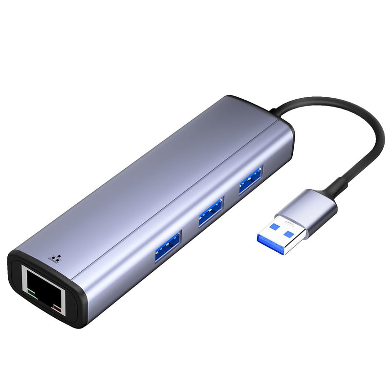 IVSHOWCO USB to Ethernet Adapter, 4 in 1 USB 3.0 to Gigabit Ethernet LAN Laptop Network Adapter, USB 3.0 Hub Supports Windows, Linux, Apple MacBook OS, Nintendo Switch, Surface USB 3.0 HUB -Grey