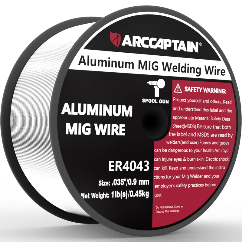 ARCCAPTAIN Silicon Aluminum Welding Wire ER4043 .035" Mig Welding Wire, 1 Pound Spool .035"