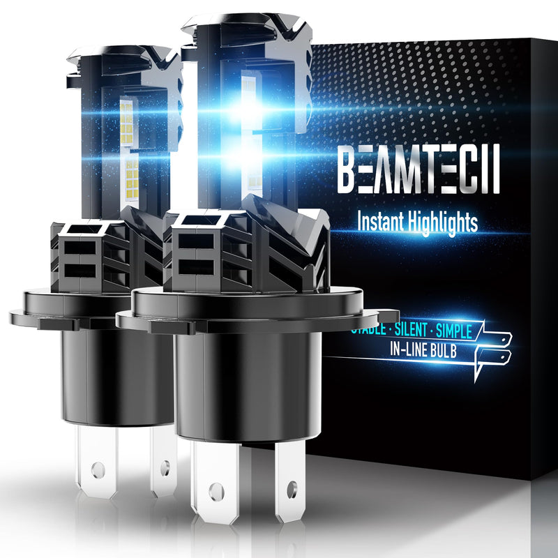 BEAMTECH H4 Bulb, Fanless In Line 9003 Fog Light Bulb 6500K Xenon White Fog Light Of 2