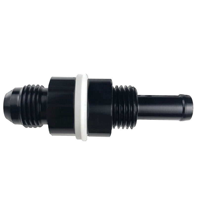 8AN Male Flare to 3/8 Hose Barb Fuel Cell Hose Line Fittings Adapter Aluminum Fuel Tank -8 AN Flare Bulkhead to 3/8" Push On Barb Connector with 2 Teflon Washers Black 8AN to 3/8 Fuel cell fitting