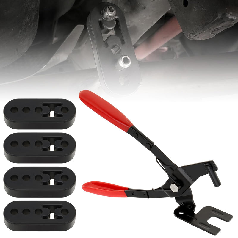 Hanger Removal Pliers for Muffler Systems, Rubber Bracket Separation Tool with 4 Hole Hanger Kit - Universal Fit for All Vehicle Rubber Hangers
