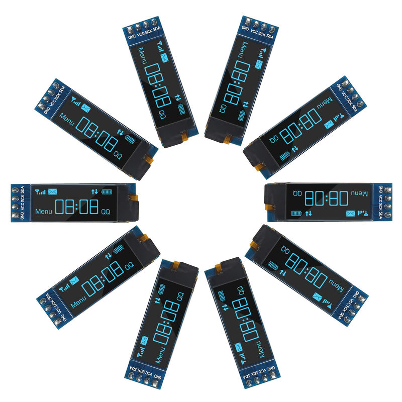 4pcs I2C Display Module 0.91 Inch I2C OLED Display Module I2C OLED Screen Driver DC 3.3V~5V 4PINS for Arduino ESP32 ESP8266 AVR PIC STM32 for Raspberry pi (10pcs Blue) 10pcs Blue