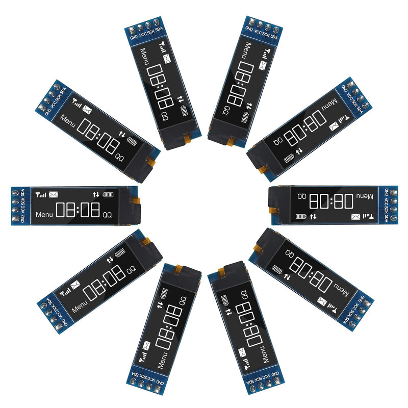 4pcs I2C Display Module 0.91 Inch I2C OLED Display Module I2C OLED Screen Driver DC 3.3V~5V 4PINS for Arduino ESP32 ESP8266 AVR PIC STM32 for Raspberry pi (10pcs White) 10pcs White